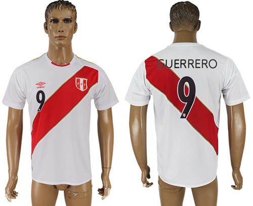 Peru #9 Guerrero Home Soccer Country Jersey